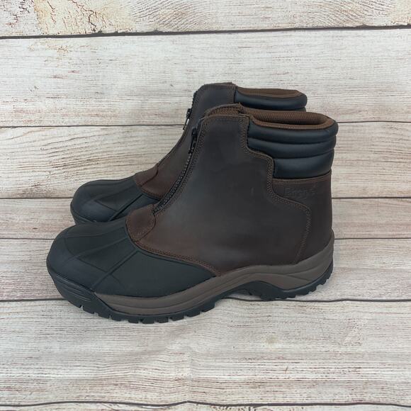 Propet Blizzard Mid Mens Sz 11 XX 5E Zip Boots Brown Leather Black - Picture 7 of 11